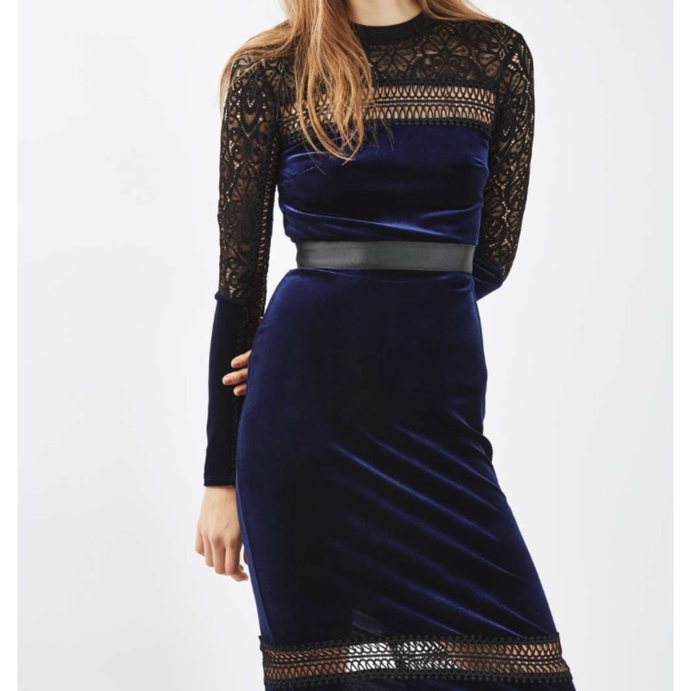 NWT Topshop velvet lace dress US 6 TALL